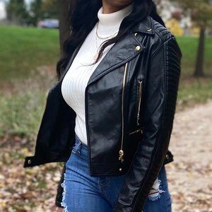 Faux Leather Moto Jacket